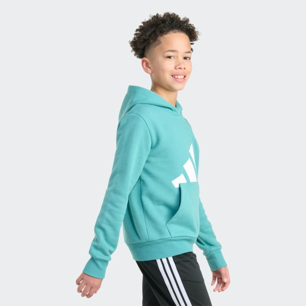 Green Long Sleeve Essential Big Logo Fleece Pullover Hoodie

