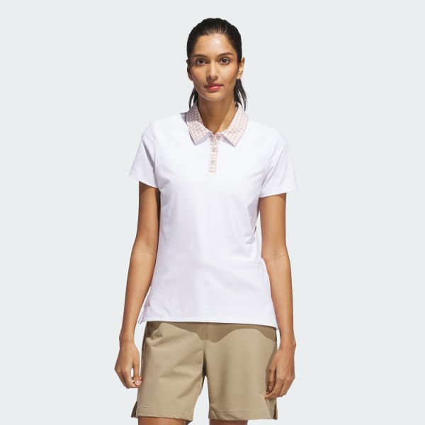 White Ultimate365 Gingham Short Sleeve Polo Shirt