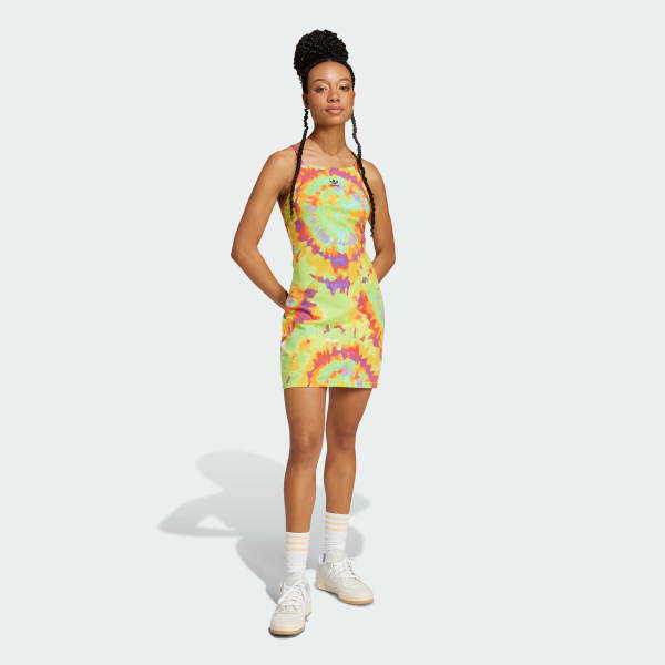 Żolty Sukienka ze wzorem tie-dye
