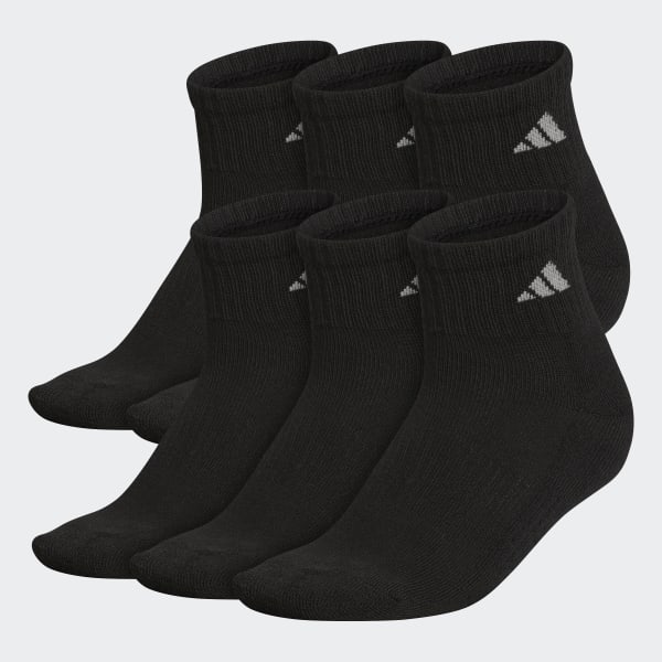 Black Athletic Cushioned Quarter Socks 6 Pairs