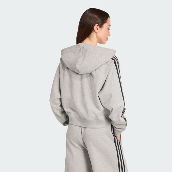 Grey 아디컬러 3 스트라이프 숏 지퍼 후디