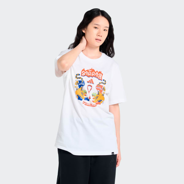 สีขาว เสื้อกราฟฟิกเสือมวยไทย