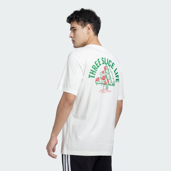 White Three Slice Life Pizza Tee