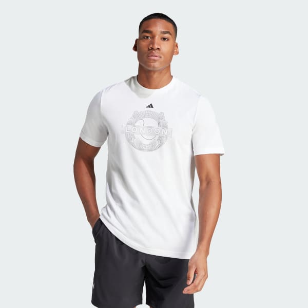 Hvit AEROREADY Tennis Graphic T-skjorte