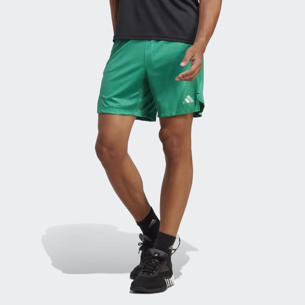 Green Workout PU Print Shorts