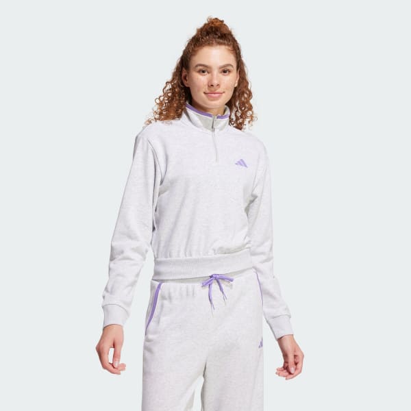 Essentials Color Pop French Terry Crop Quarter Zip Track Jacket