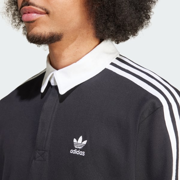 adidas Adicolor Rugby Polo Shirt - Black | Free Shipping