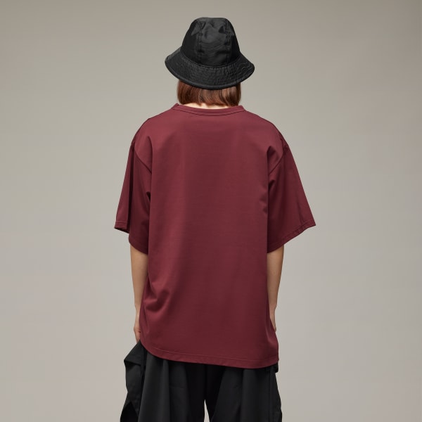 Burgundy Y-3 Premium Loose Short Sleeve Tee
