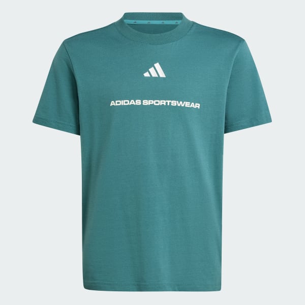 Verde T-shirt adidas em jersey de malha simples com slogan