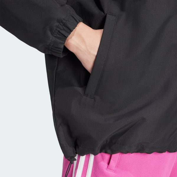 adidas ウィンドブレーカー UK 8 黒・ピンク アディダス アディダス オリジナルス トレフォイル ウインド