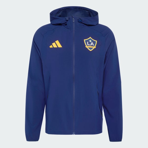adidas LA Galaxy FC Tiro Travel Full Zip Windbreaker - Blue | Free