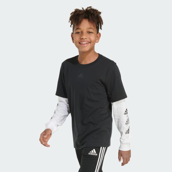 adidas Long Sleeve Layered Logo Stack Tee