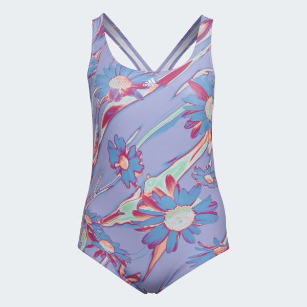 Fioletowy Positivisea 3-Stripes Graphic Swimsuit (Plus Size) TL443