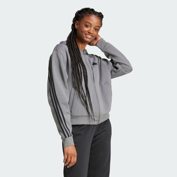 Grey Future Icons 3-Stripes Full Zip Hoodie