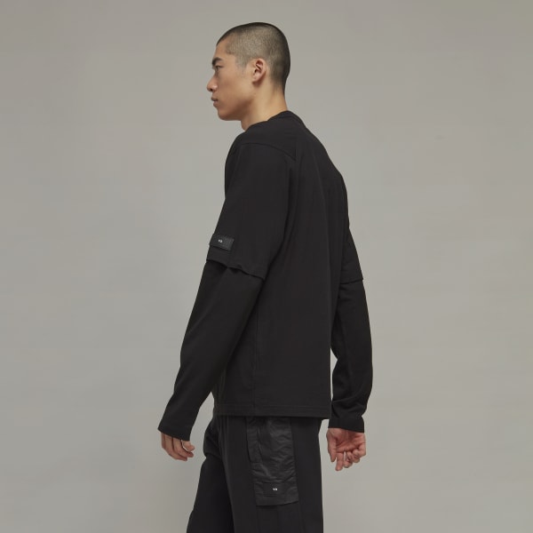 Black Y-3 Crepe Jersey Long Sleeve Tee