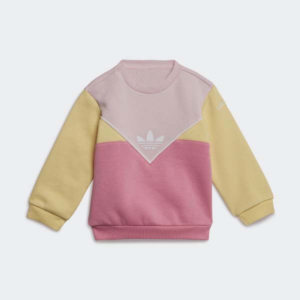 สีชมพู ชุดเสื้อคอกลมและกางเกงขายาว Adicolor