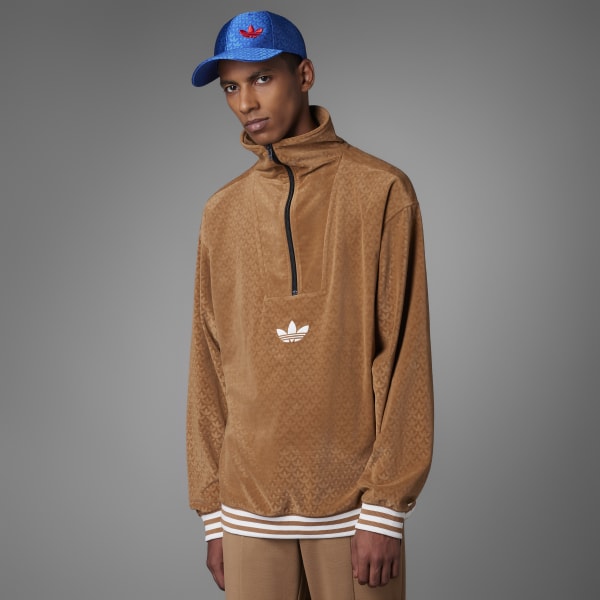 adidas Adicolor 70s Funnel Velour Top - Brown | adidas UK