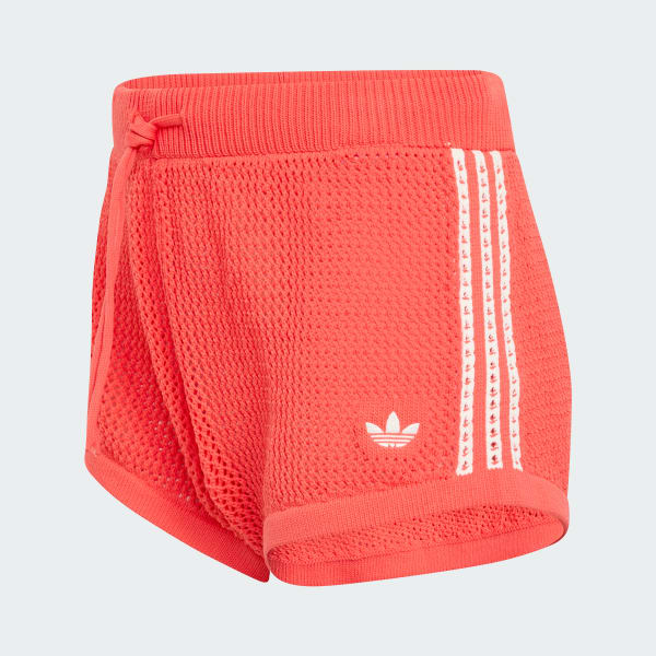 Red KNITTED CROCHET SHORTS