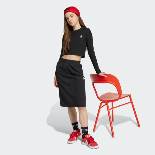 Zwart Rib Cropped Longsleeve Kids