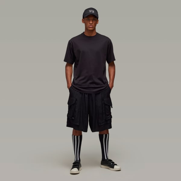 Black Y-3 그래픽 반팔 티