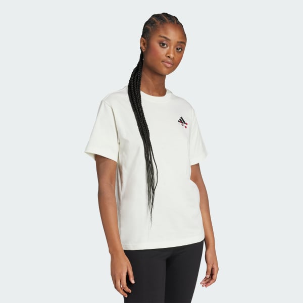 Bianco T-shirt grafica floreale Tiro