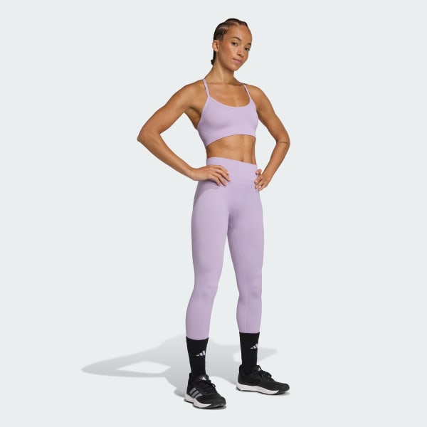 Roxo Essentials para Treino Calça legging de malha elástica de ponta a ponta