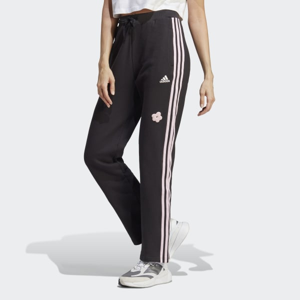 3-Stripes High Rise Joggers with Chenille Flower Patches