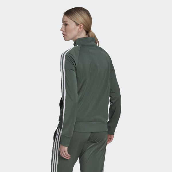 adidas Primegreen Essentials Warm-Up Slim 3-Stripes Track Green | Women's Training | adidas