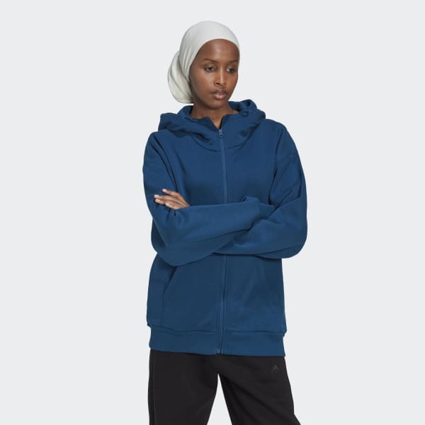 adidas Studio Lounge Fleece Full-Zip Hoodie - Blue | Women\'s Lifestyle |  adidas US