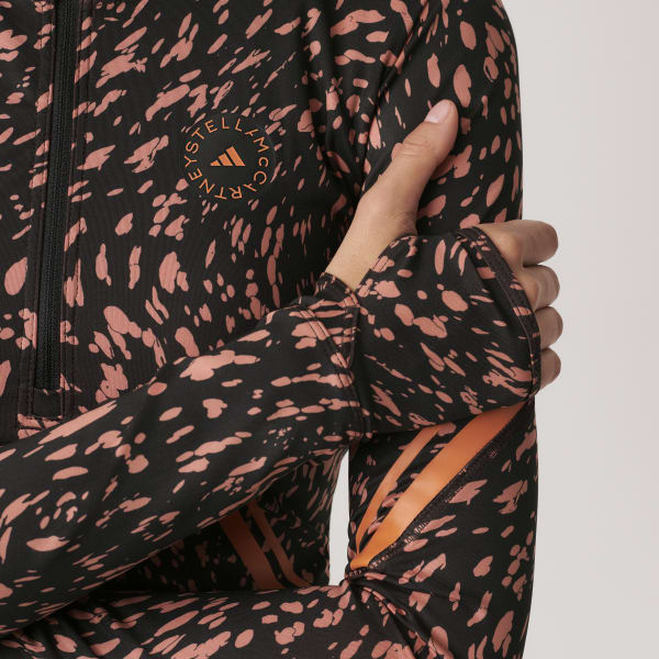 Brown adidas by Stella McCartney TruePace Long Sleeve Hooded Printed Track Jacket