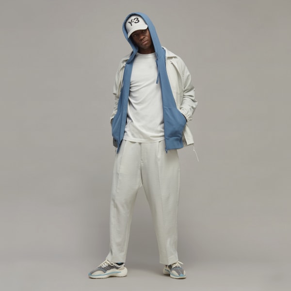 Blue Y-3 Organic Cotton Terry Zip Hoodie