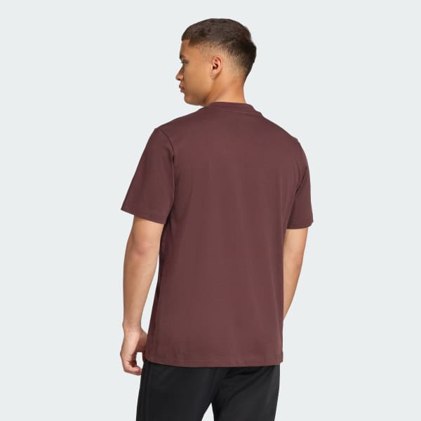 Castanho T-shirt em Jersey Simples Essentials