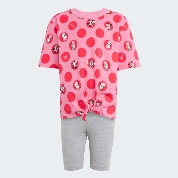 Rosa Conjunto playera y mallas cortas adidas x Disney Minnie Mouse (Niñas)
