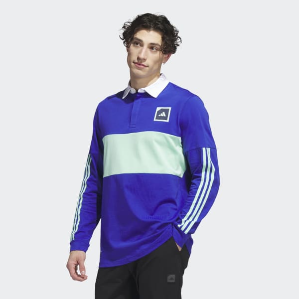 blauw Adicross Golf Poloshirt met Lange Mouwen