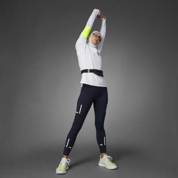 Reflective Splatter Paint Design Sports Night Running Yoga Leggings With Phone  Pocket In BLUE