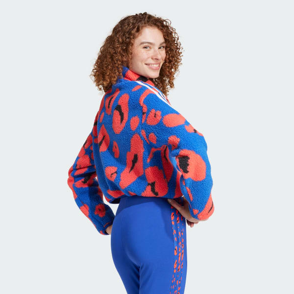 Azul Top Corto Essentials 3 Franjas Animal Print High Pile Cierre 1/4