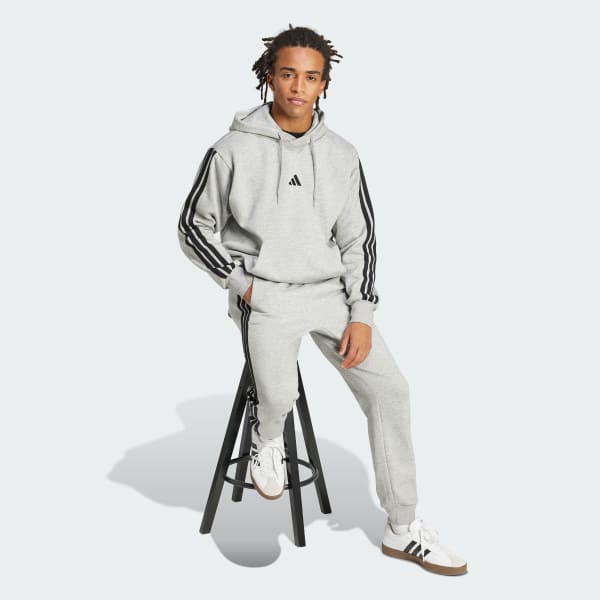 Grey Essentials 3-Stripes Fleece Hoodie