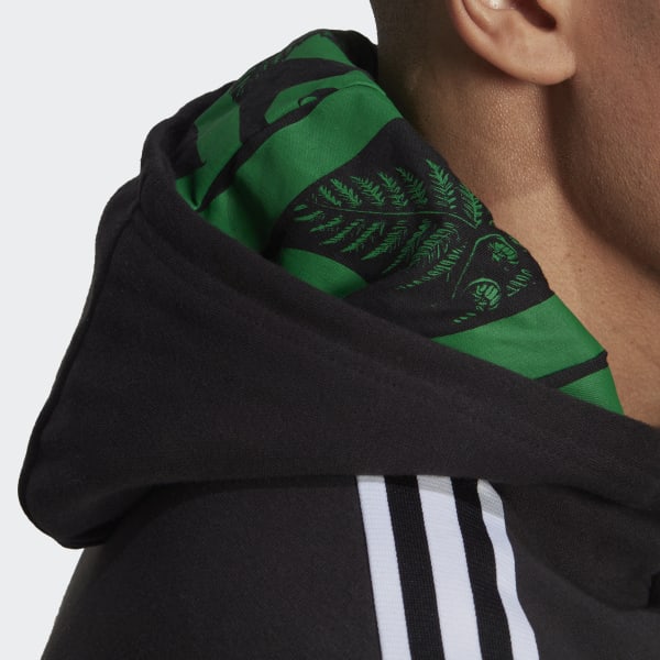 Zwart Maori All Blacks Rugby 3-Stripes Ritshoodie IE188
