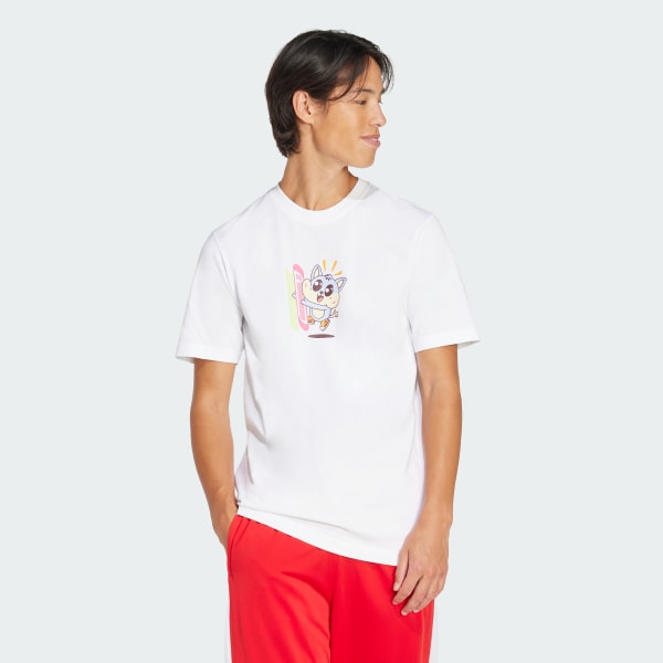 สีขาว เสื้อยืด Kawaii