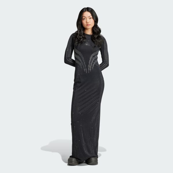 Black Atlanta Printed Rhinestones Dress