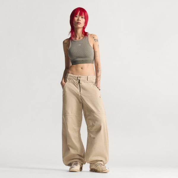 Beige CANVAS LOOSE TROUSERS