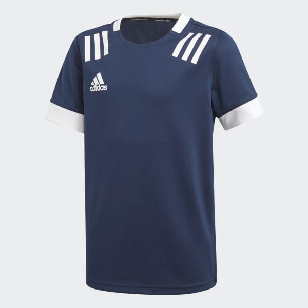 blauw 3-Stripes Rugbyshirt