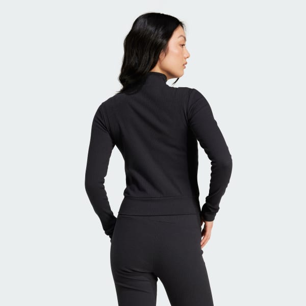 adidas Essentials Ribbed Full-Zip Track Top - Black | Free Shipping with  adiClub | adidas US