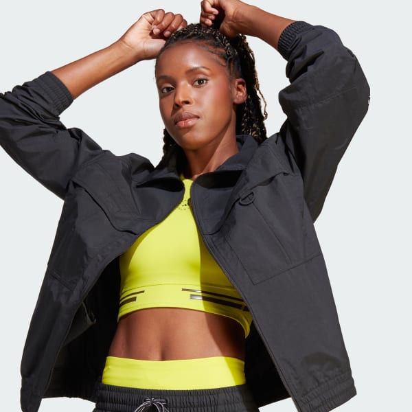 Adidas crop best sale jacket black