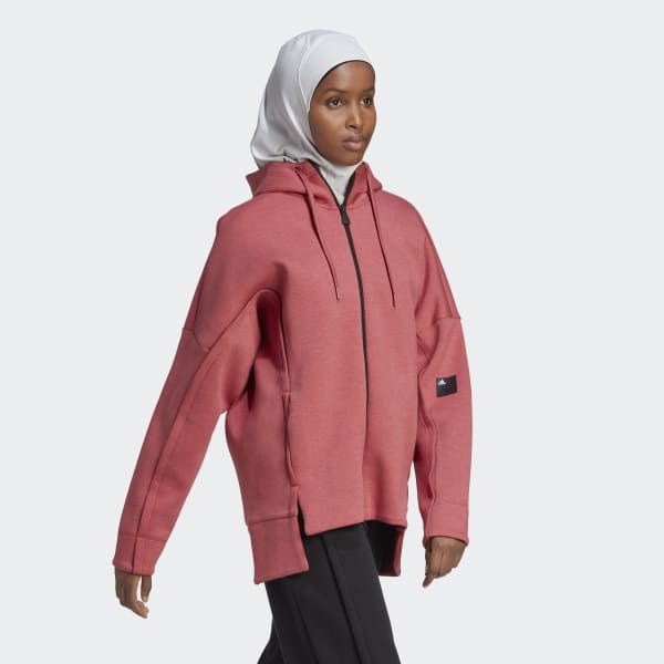Rosso Felpa con cappuccio Mission Victory Loose Fit Full-Zip