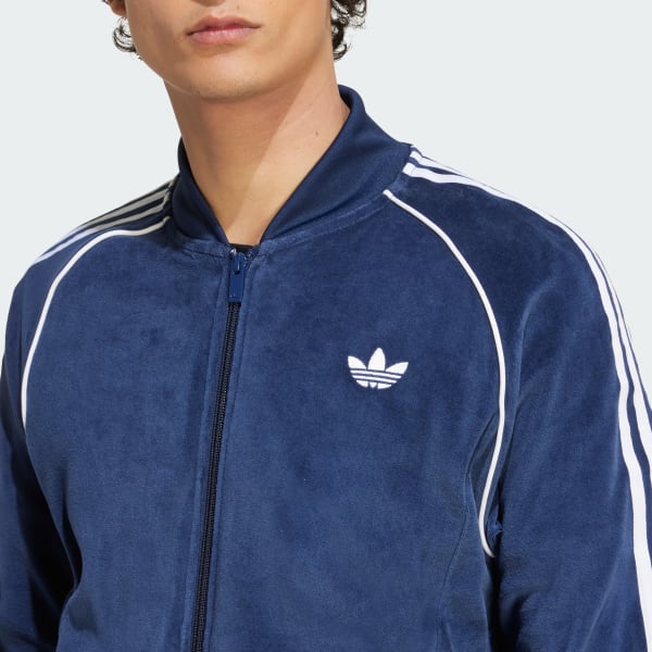 adidas SST Adicolor Velour Track Top - Blue | Free Shipping with