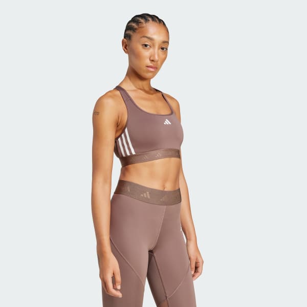 Marron Sujetador de entrenamiento para impacto medio Powerreact Hyperglam