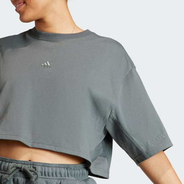 Grey adidas crop clearance top