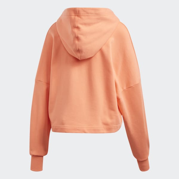 adidas Cropped Large Logo Hoodie Orange adidas New Zealand