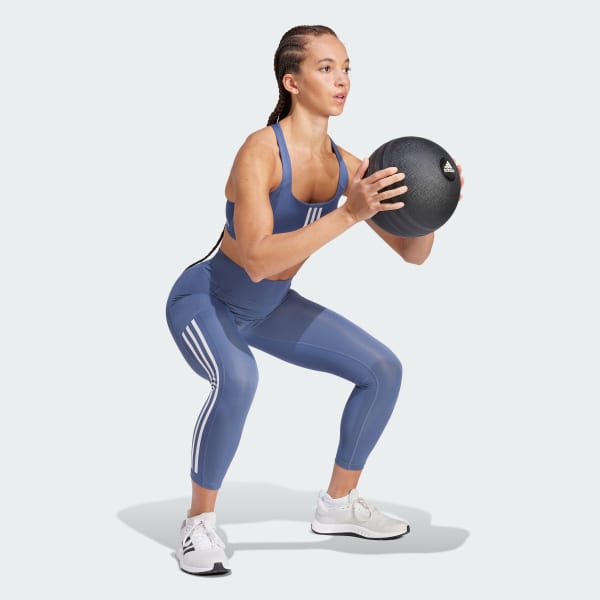 Blue Powerimpact Training Medium-Support 3-Stripes Bra